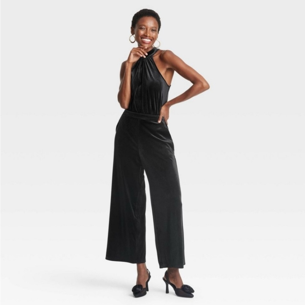 a new day Black Sleeveless Velour Jumpsuit